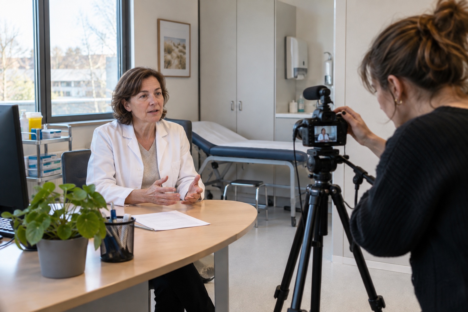 Grabación de un vídeo informativo en una consulta médica